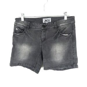 JNCO Grey Jean Denim Shorts Distressed Faded Black 6.3" Inseam Size 4 Y2K Retro